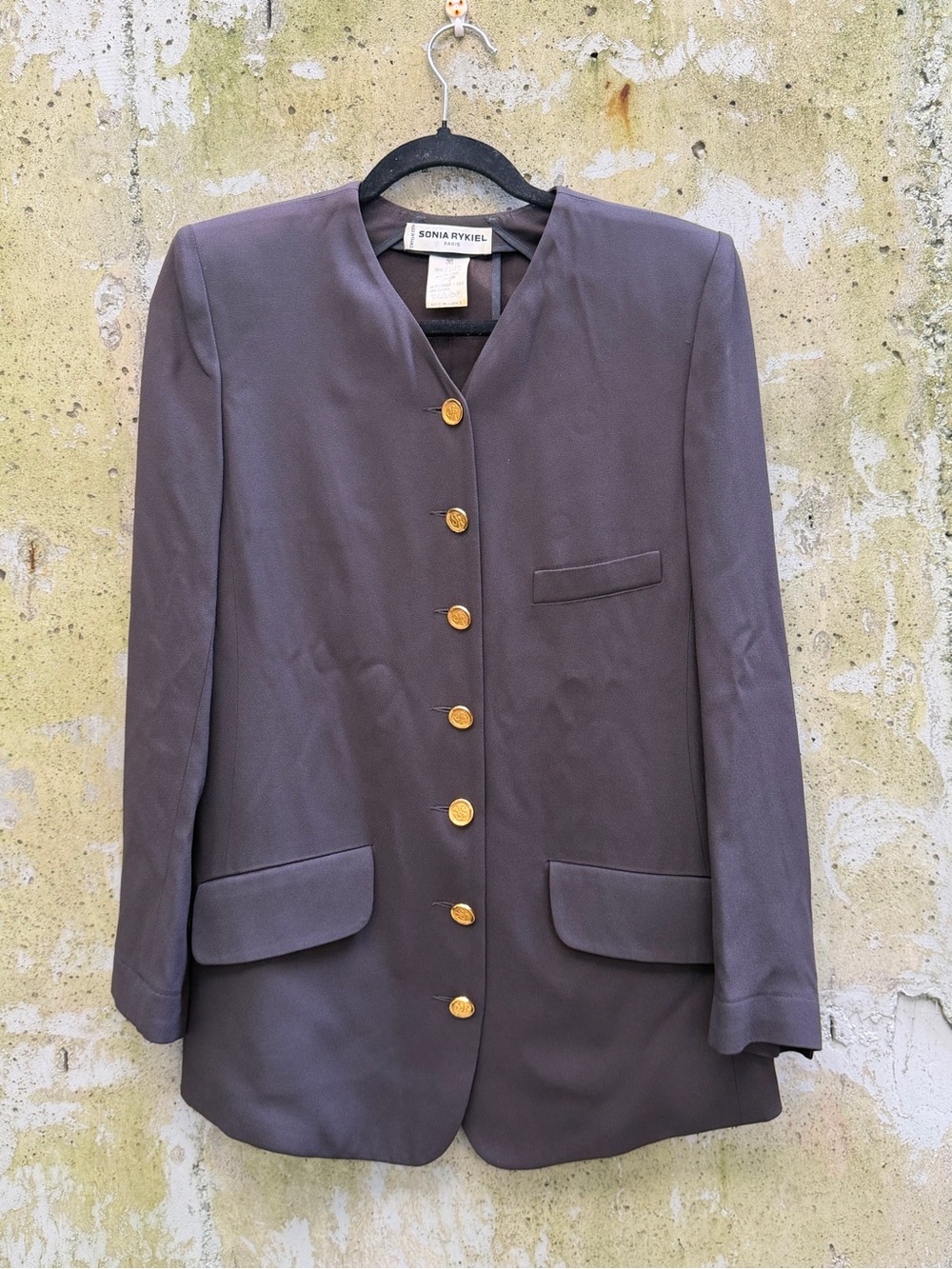 Vintage Sonia Rykiel Charcoal / Black Blazer with Gold Buttons